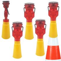 Sinalizador Viario Solar Kit 5 Uni Estrada Rodovia Rua Obra Pista Chuva Iluminaçao Evita Acidentes Transito Segurança