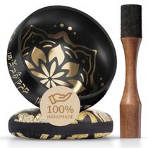 Singing Bowl Set Silent Mind Tibetan gravado com almofada e martelo Singing Bowl Set Silent Mind Tibetan gravado com almofada e martelo