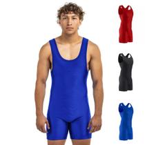 Singlete de Luta Matman Edge para Homens e Meninos, Spandex, Cor Sólida (Royal, XL)