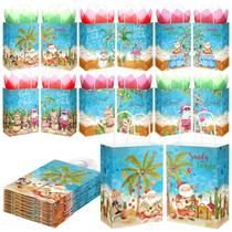 Sinload 48 conjuntos de sacolas de presente de Natal com papel de seda 21x15 cm