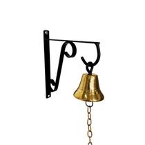 Sino de Bronze Retrô Pequeno com Suporte de Parede