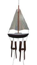 Sino de Vento de Bambu Barco à Vela Cohasset Decoração Náutica Sino de Vento de Bambu Barco à Vela Cohasset Decoração Náutica