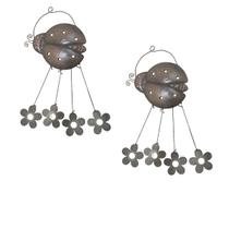 Sino dos Ventos Flores Joaninha Kit 2 Unidades Jardim Quintal Decoraçao Varanda Enfeite Som Suave Relaxante