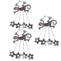 Sino dos Ventos Lagarto Flores Kit 3 unidades Jardim Varanda Enfeite Quintal Decoraçao Rustico