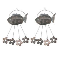 Sino dos Ventos Peixe Flores Kit 2 unidades Decoraçao Varanda Enfeite Quintal Jardim Ambiente Externo Sino dos Ventos Peixe Flores Kit 2 unidades Decoraçao Varanda Enfeite Quintal Jardim Ambiente Externo