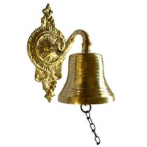 Sino Fixo de Parede Porta Portão com Suporte e Badalo Bronze