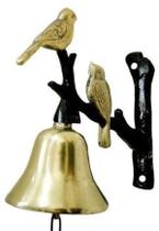 Sino Parede Todo Em Bronze Passarinhos Canários Decoração