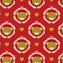 Sintético Doll Estampado - Ursinho Coração Vermelho