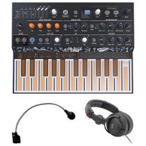 Sintetizador híbrido Arturia MicroFreak com microfone e fones de ouvido