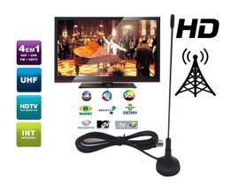 Sintonizador de Radio Fm e Tv Digital 4 em 1 Antena Interna Compacta Qualidade de Cinema Casa