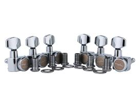 Sintonizadores de bloqueio de guitarra Guyker 6 em linha 1:18 Chrome
