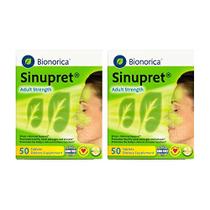 Sinupret Adult Strength Sinus + Immune Support All Natural, Fast Acting Herbal Nasal Passage & Immunity Boost Supplement with Verbena & Elder Flower - 100 Comprimidos - 2 Pack