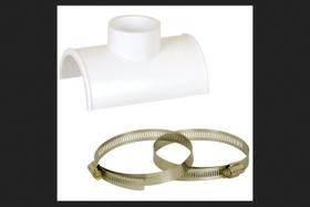 Sioux Chief Saddle TEE PVC 3x2 com parafusos brancos