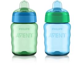 Sippy Cup AVENT My Easy Soft Spout 270 ml azul/verde, pacote com 2 unidades
