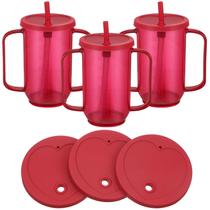 Sippy Cups Sliner, 3 peças para adultos, 350 ml com canudo e tampa vermelha Sippy Cups Sliner, 3 peças para adultos, 350 ml com canudo e tampa vermelha