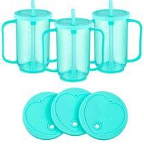Sippy Cups Sliner, 3 peças, para adultos, à prova de derramamento, 350 ml com azul palha Sippy Cups Sliner, 3 peças, para adultos, à prova de derramamento, 350 ml com azul palha