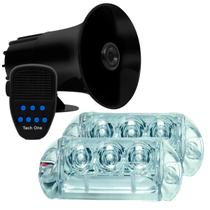 Sirene Policia Tipo Rotan Megafone 7 Tons Carro Moto Alarme + Par De Led Farol RGB 6w Ajk