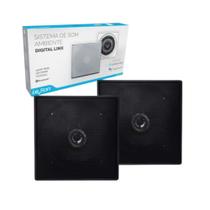 Sistema Arandela Ativa + Arandela Passiva Quadrada Preta 6" Pol 70W RMS Leson - 2LSQUADPT Sistema Arandela Ativa + Arandela Passiva Quadrada Preta 6" Pol 70W RMS Leson - 2LSQUADPT