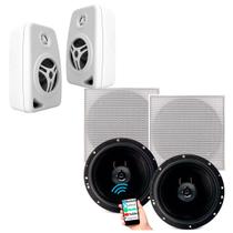 Sistema Arandela Ativa + Passiva Quadrada 55w 8 Ohms + 2 Caixas de Som Ambiente LeSon 4 Polegadas 70w 8 Ohms - Branca