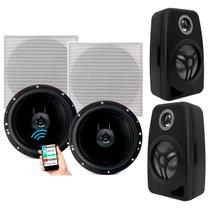 Sistema arandela leson ativa e passiva 6p 55w 8r - quad br + par caixa de som ambiente leson 4pol 70w 8r preta