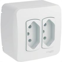 Sistema Box Schneider Dexson-Miluz Branco 2 Tomadas 2P+T. 10A. - S3B66440 Sistema Box Schneider Dexson-Miluz Branco 2 Tomadas 2P+T. 10A. - S3B66440