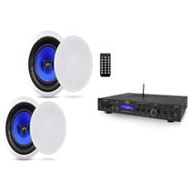 Sistema de alto-falantes Pyle 2-Way 250W embutido na parede com receptor Bluetooth