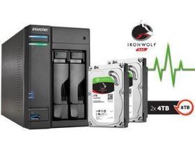 Sistema de Backup NAS com Disco Ironwolf Asustor AS6302T8000 INTEL J3355 2.0GHZ 2GB DDR3 Torre 8TB HOT-SWAP