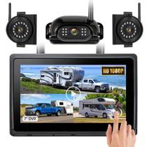 Sistema de Câmera de Ré Sem Fio WOOCARTY para RV 7" 1080p com 3 Câmeras Sistema de Câmera de Ré Sem Fio WOOCARTY para RV 7" 1080p com 3 Câmeras