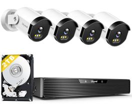 Sistema de câmera de segurança doméstica LITYMOL 3K/5MP 4-Cam com HDD de 2 TB