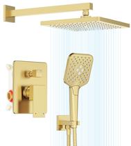 Sistema de chuveiro Gabrylly Gold com chuva de 10" e chuveiro portátil Sistema de chuveiro Gabrylly Gold com chuva de 10" e chuveiro portátil