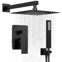 Sistema de chuveiro HoliSpa Black com chuveiro de chuva de 25 cm e portátil Sistema de chuveiro HoliSpa Black com chuveiro de chuva de 25 cm e portátil