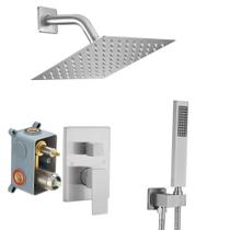Sistema de chuveiro JingGang Brushed Nickel com cabeça de chuveiro de 20 cm