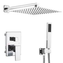 Sistema de chuveiro JingGang Polished Chrome 30cm Rainfall com dispositivo portátil Sistema de chuveiro JingGang Polished Chrome 30cm Rainfall com dispositivo portátil