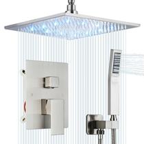 Sistema de chuveiro Saetow Chuveiro quadrado LED de 30 cm com spray de mão