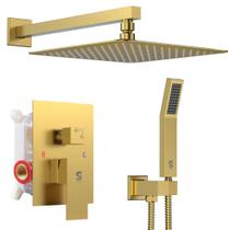Sistema de chuveiro SR SUN RISE Rain Mixer 30 cm em ouro escovado