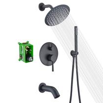 Sistema de chuveiro Sumerain Matte Black com bico de banheira em cascata