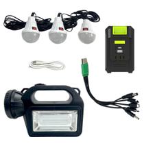 Sistema de Emergência Iluminação Placa Solar 22 Leds Bateria Carrega Celular Eletrônicos