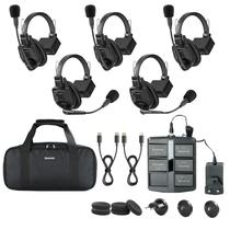 Sistema de Intercomunicador Sem Fio Saramonic WiTalk9SE-5S, Headset Full-Duplex para 5 Pessoas, 2.4GHz, Cancelamento de Ruído, Fone de Ouvido Único para Produção de Eventos, TV e Documentários