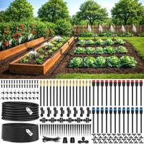 Sistema de irrigação por gotejamento MIXC 61 m de mangueira, 3 tipos de bicos Sistema de irrigação por gotejamento MIXC 61 m de mangueira, 3 tipos de bicos
