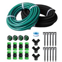 Sistema de mangueira porosa LARNORJE 1/2" x 23 m + mangueira de jardim de 15 m