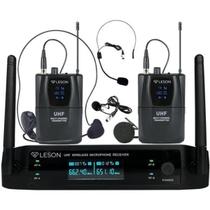 Sistema De Microfone Duplo Sem Fio Com Headset Leson LS962 P Sistema De Microfone Duplo Sem Fio Com Headset Leson LS962 P
