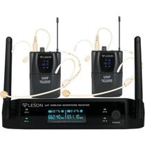 Sistema de Microfone Duplo Sem Fio Leson LS962 Bege Sistema de Microfone Duplo Sem Fio Leson LS962 Bege