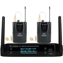 Sistema de Microfone Duplo Sem Fio Leson LS962 Preto
