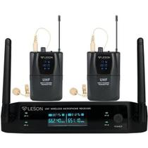 Sistema de Microfone Duplo Sem Fio Leson LS962 Preto