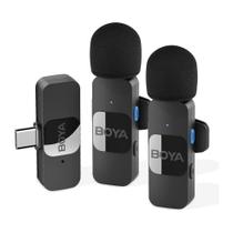 Sistema de Microfone Lapela Boya By-v20 Usb C Sem Fio 2.4Ghz