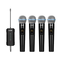 Sistema de microfone portátil sem fio ealsem ES-384 4-CH UHF