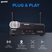 Sistema de microfone portátil sem fio Gemini UHF-02M S12