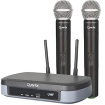 Sistema de Microfone Quanta QTMWU104 Dual Sem Fio - Preto/Cinza Sistema de Microfone Quanta QTMWU104 Dual Sem Fio - Preto/Cinza