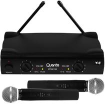 Sistema de Microfone Sem Fio Quanta QTMIC103 com 2 Microfones Bivolt - Preto Sistema de Microfone Sem Fio Quanta QTMIC103 com 2 Microfones Bivolt - Preto