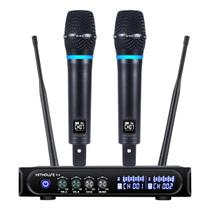 Sistema de Microfone Sem Fio UHF Kithouse S9 - Recarregável, Duplo, com Bluetooth e Controle de Volume